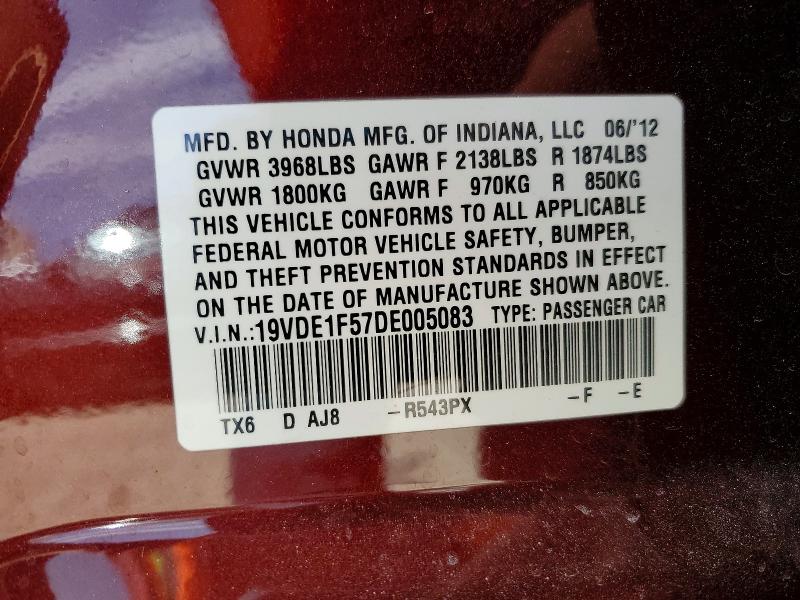 47392476 :رقم المزاد ، 19VDE1F57DE005083 vin ، 2013 Acura Ilx مزاد بيع