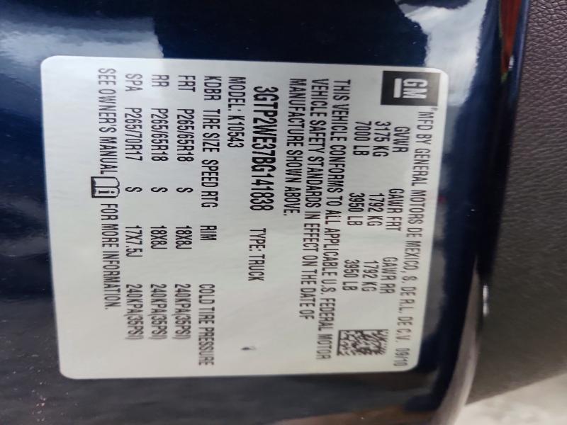 41904846 :رقم المزاد ، 3GTP2WE37BG141838 vin ، 2011 Gmc Sierra مزاد بيع