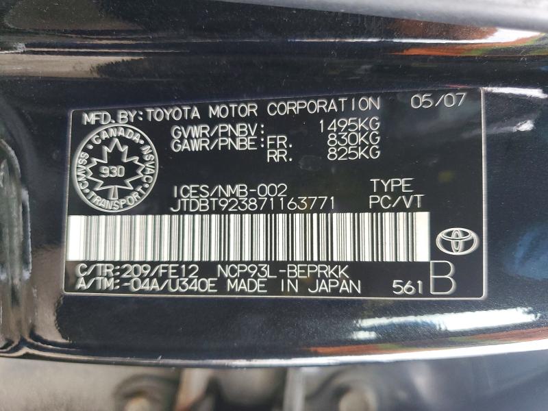 2007 Toyota Yaris მანქანა იყიდება აუქციონზე, vin: JTDBT923871163771, აუქციონის ნომერი: 42005636