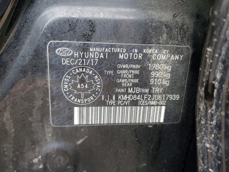 47882216 :رقم المزاد ، KMHD84LF2JU617939 vin ، 2018 Hyundai Elantra مزاد بيع