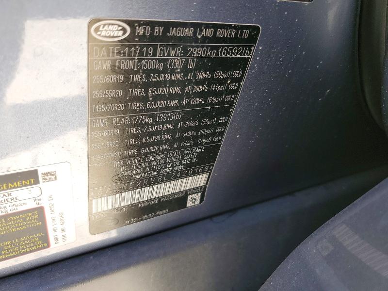 Aukcja sprzedaży 2020 Land Rover Discovery, vin: SALRG2RV8L2428168, numer aukcji: 45481426