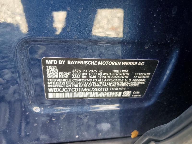 Aukcja sprzedaży 2021 Bmw X1, vin: WBXJG7C01M5U36310, numer aukcji: 45554996
