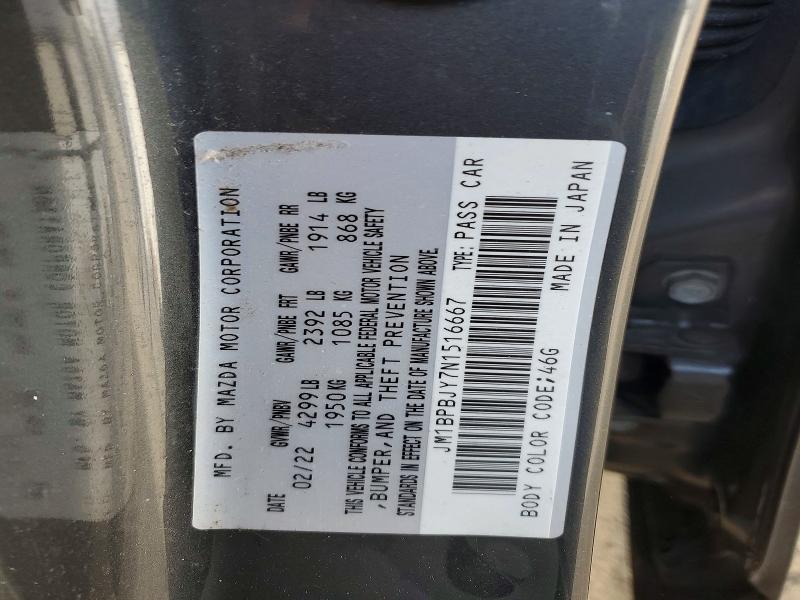 2022 Mazda 3 მანქანა იყიდება აუქციონზე, vin: JM1BPBJY7N1516667, აუქციონის ნომერი: 47426756