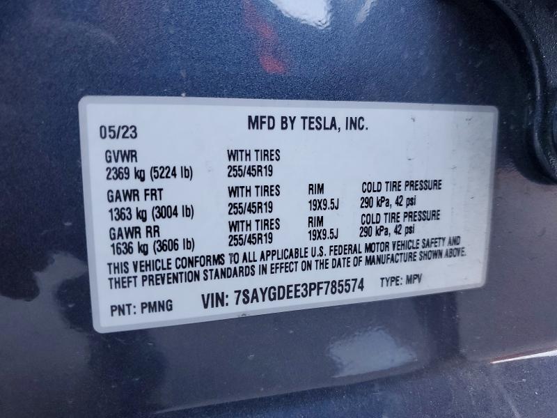 45818766 :رقم المزاد ، 7SAYGDEE3PF785574 vin ، 2023 Tesla Model Y مزاد بيع
