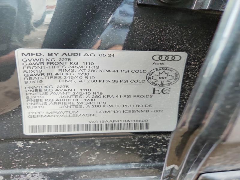 Продаж на аукціоні авто 2024 Audi A4 Allroad, vin: WA19AAF41RA118600, номер лоту: 46265266