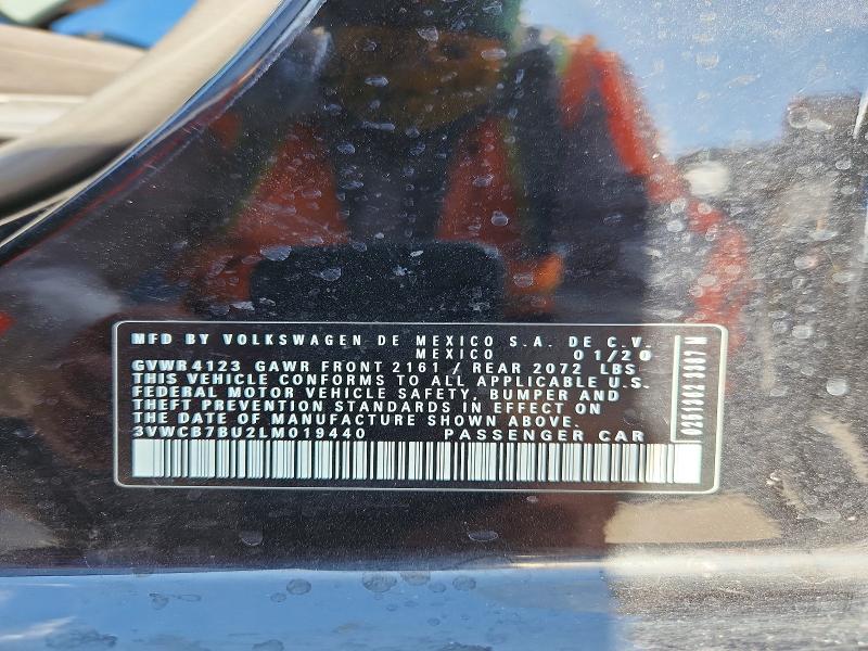 48211246 :رقم المزاد ، 3VWCB7BU2LM019440 vin ، 2020 Volkswagen Jetta مزاد بيع