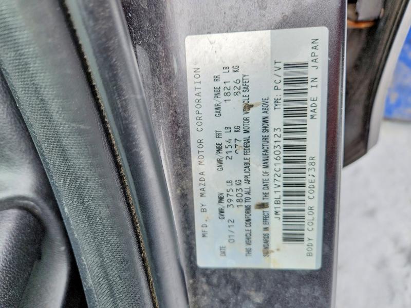 Aukcja sprzedaży 2012 Mazda 3, vin: JM1BL1V72C1603123, numer aukcji: 78749855