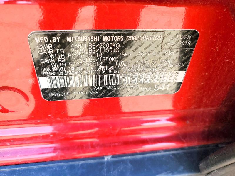 Aukcja sprzedaży 2019 Mitsubishi Outlander, vin: JA4AD3A35KZ007859, numer aukcji: 45922626