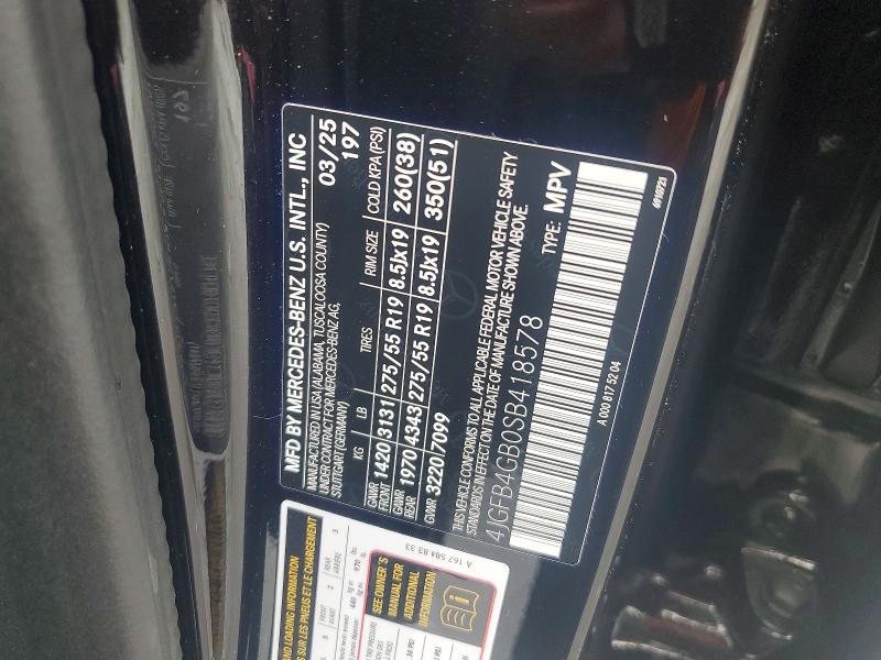 Aukcja sprzedaży 2025 Mercedes-benz Gle, vin: 4JGFB4GB0SB418578, numer aukcji: 46002656