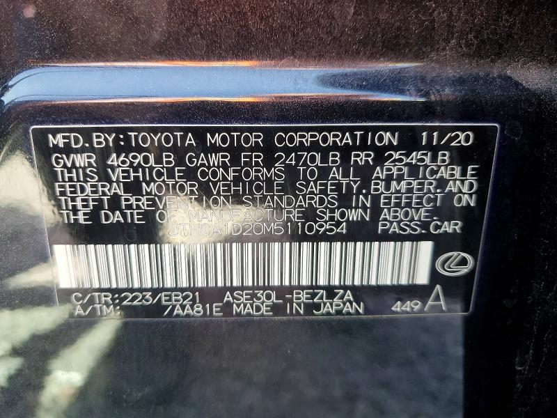 Aukcja sprzedaży 2021 Lexus Is 300, vin: JTHCA1D20M5110954, numer aukcji: 79486865