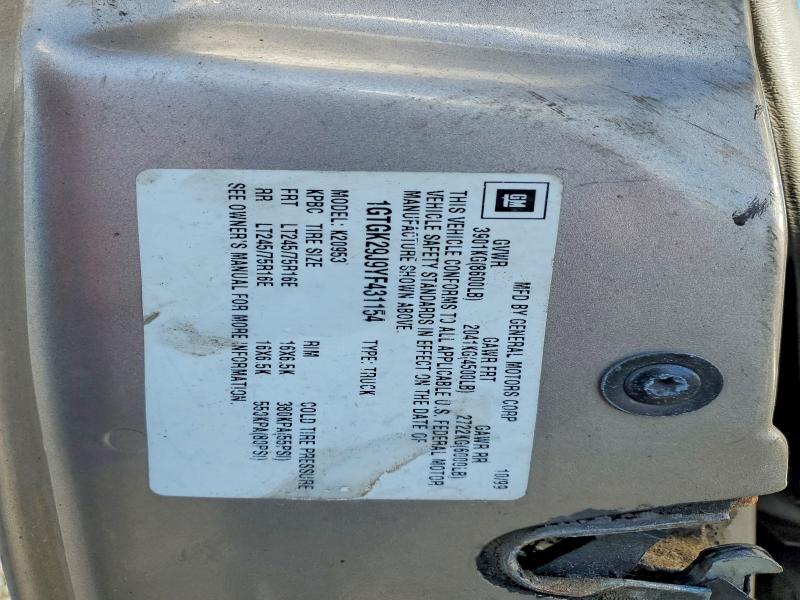 47384776 :رقم المزاد ، 1GTGK29J9YF431154 vin ، 2000 Gmc Sierra مزاد بيع