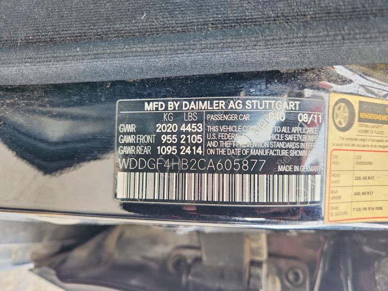 Aukcja sprzedaży 2012 Mercedes-benz C, vin: WDDGF4HB2CA605877, numer aukcji: 47636316