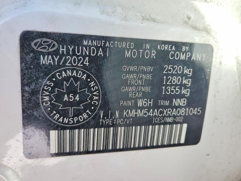 2024 Hyundai Ioniq 6 მანქანა იყიდება აუქციონზე, vin: KMHM54ACXRA081045, აუქციონის ნომერი: 78231785
