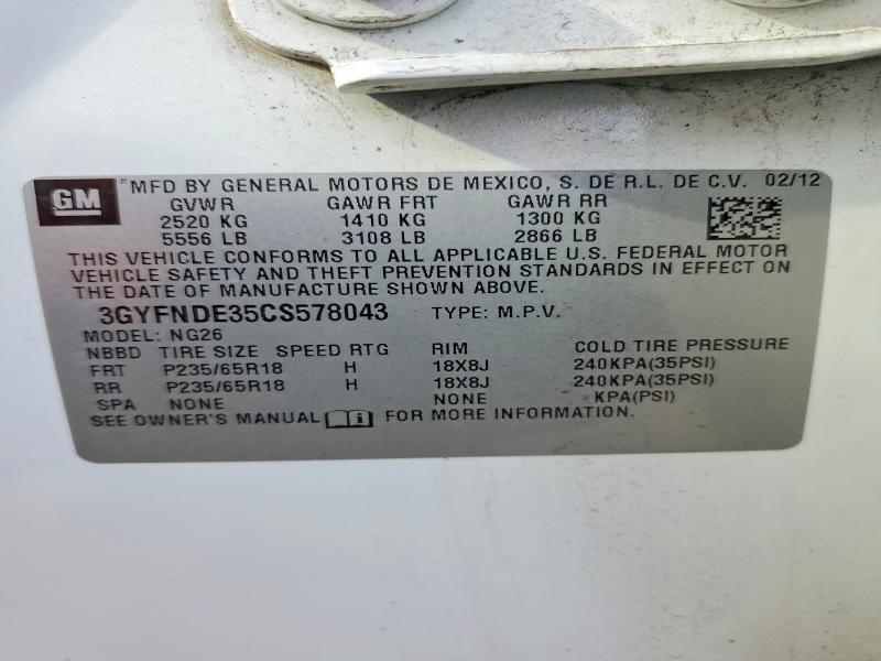 Продажа на аукционе авто 2012 Cadillac Srx, vin: 3GYFNDE35CS578043, номер лота: 48251486