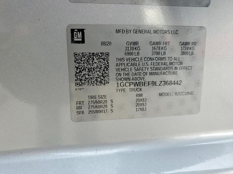 Aukcja sprzedaży 2020 Chevrolet Silverado, vin: 1GCPWBEF9LZ368442, numer aukcji: 48007506
