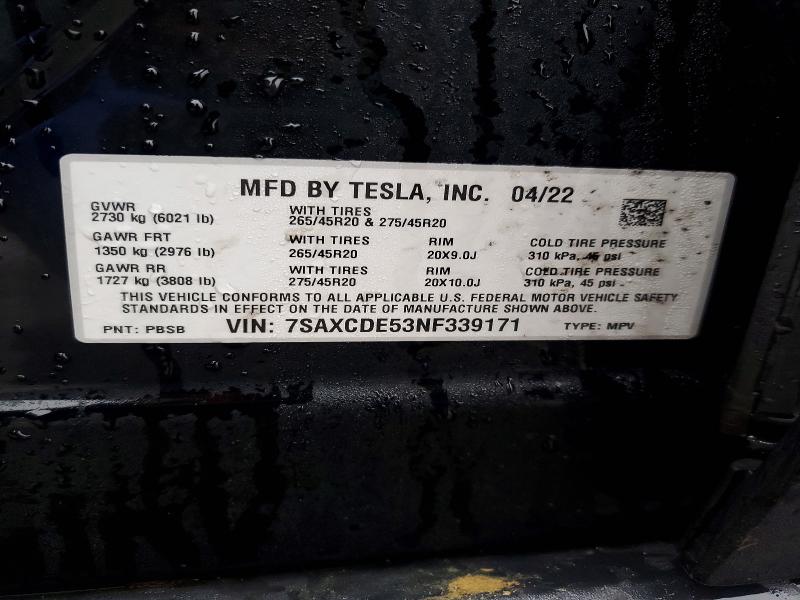 Продажа на аукционе авто 2022 Tesla Model X, vin: 7SAXCDE53NF339171, номер лота: 79294575