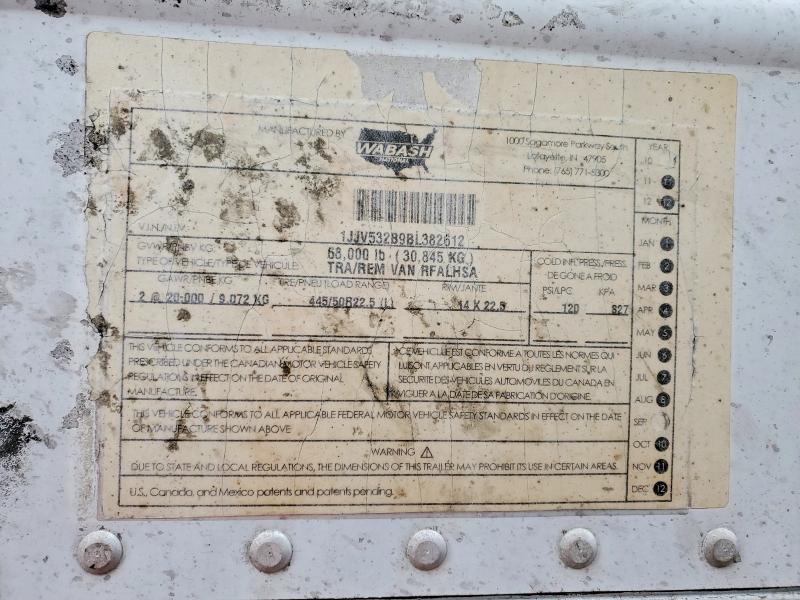 Продаж на аукціоні авто 2011 Wabash Dry Freight Trailer, vin: 1JJV532B9BL382612, номер лоту: 55430476