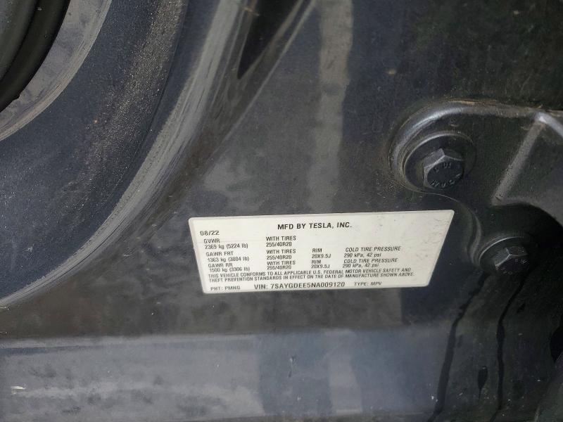 Aukcja sprzedaży 2022 Tesla Model Y, vin: 7SAYGDEE5NA009120, numer aukcji: 41938596