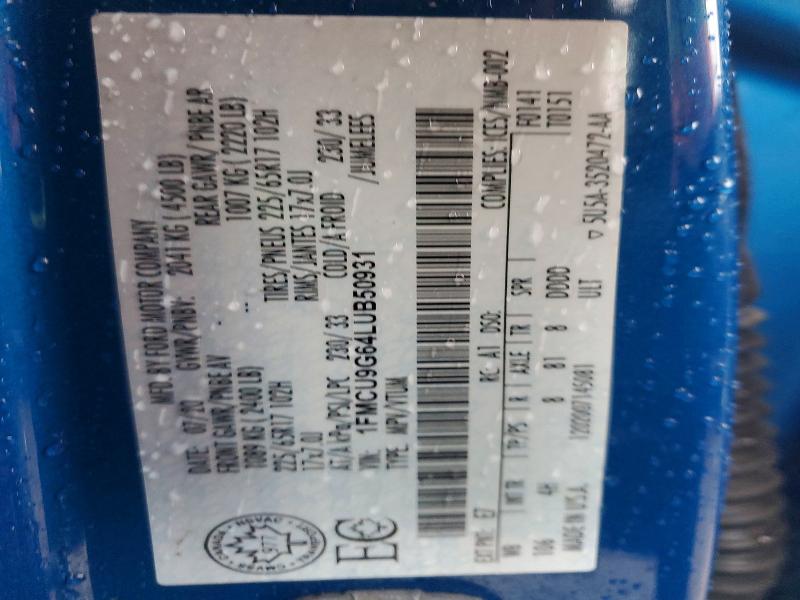 78523825 :رقم المزاد ، 1FMCU9G64LUB50931 vin ، 2020 Ford Escape مزاد بيع