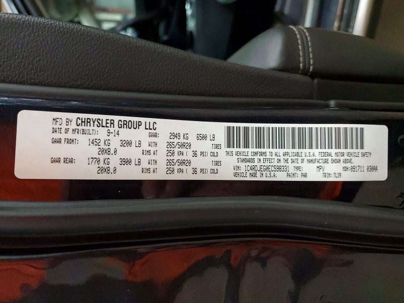 Продажа на аукционе авто 2014 Dodge Durango, vin: 1C4RDJEG0EC598331, номер лота: 45731596