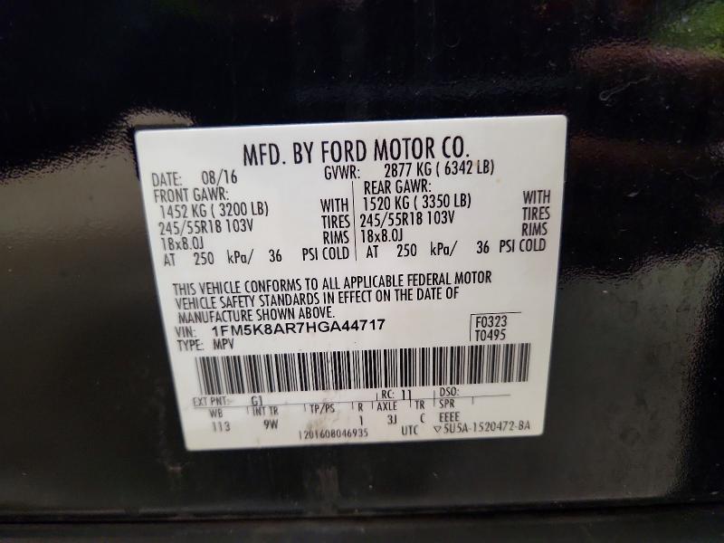 Aukcja sprzedaży 2017 Ford Explorer, vin: 1FM5K8AR7HGA44717, numer aukcji: 46301366