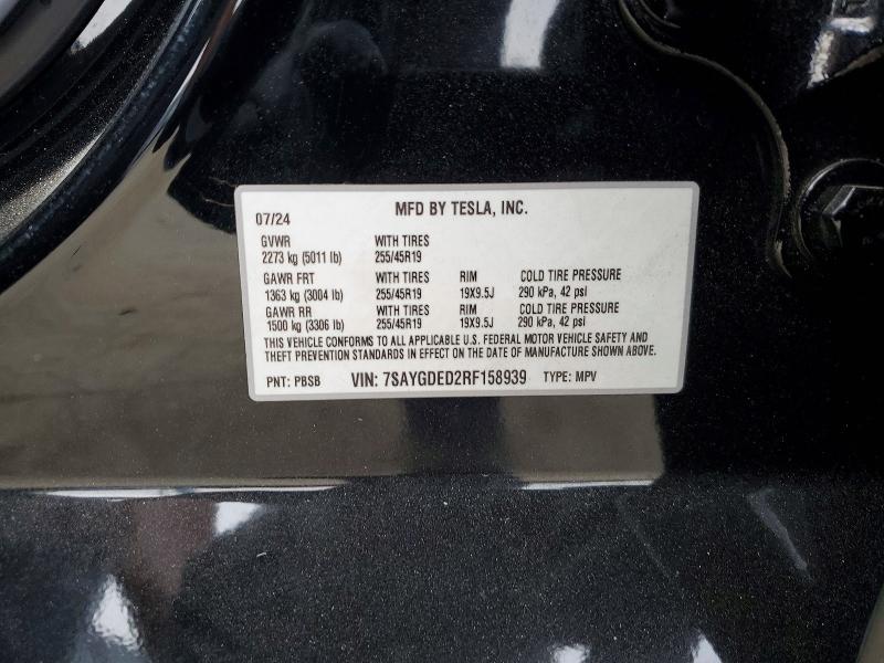 Продажа на аукционе авто 2024 Tesla Model Y, vin: 7SAYGDED2RF158939, номер лота: 47407646
