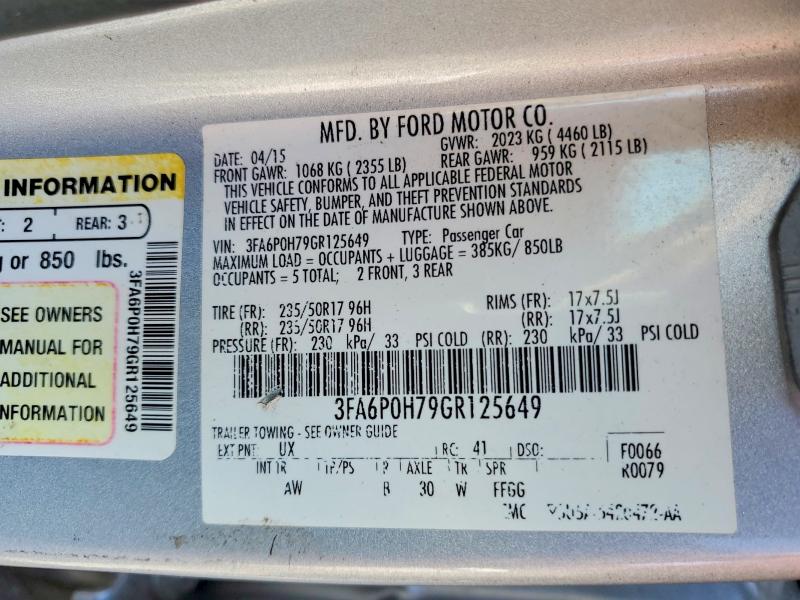 2016 Ford Fusion მანქანა იყიდება აუქციონზე, vin: 3FA6P0H79GR125649, აუქციონის ნომერი: 46715866