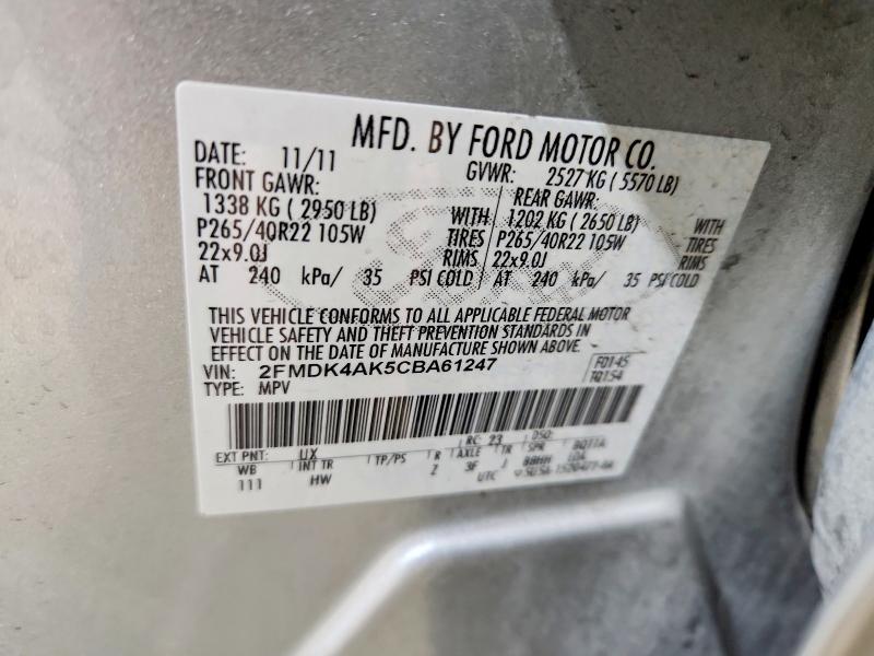 Aukcja sprzedaży 2012 Ford Edge, vin: 2FMDK4AK5CBA61247, numer aukcji: 79345515