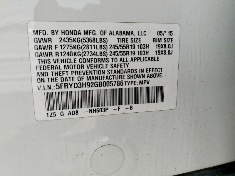 Aukcja sprzedaży 2016 Acura Mdx, vin: 5FRYD3H92GB005786, numer aukcji: 79755615
