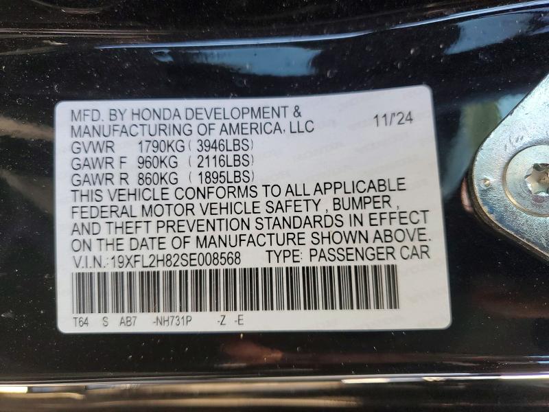 Продажа на аукционе авто 2025 Honda Civic, vin: 19XFL2H82SE008568, номер лота: 41862476