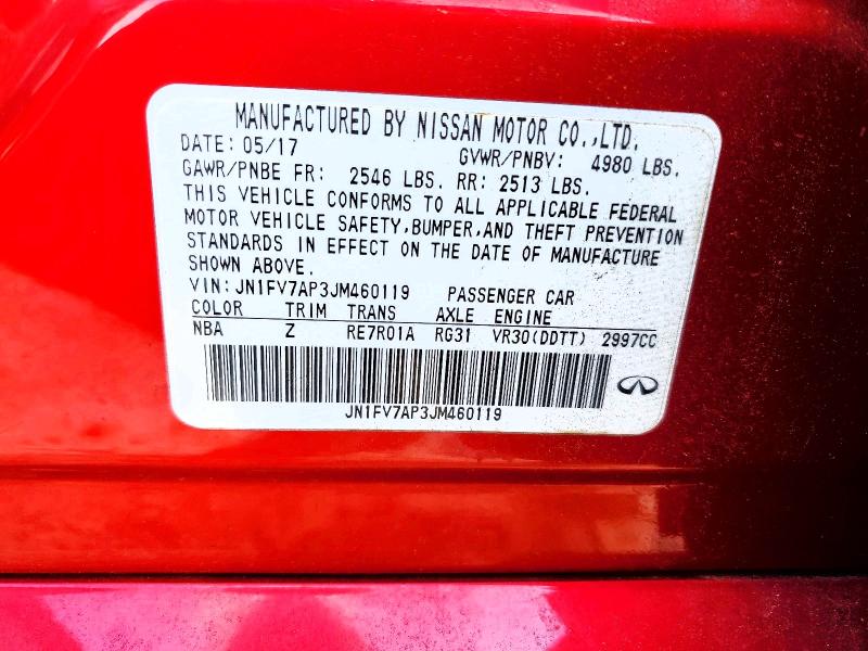 2018 Infiniti Q50 მანქანა იყიდება აუქციონზე, vin: JN1FV7AP3JM460119, აუქციონის ნომერი: 79920205