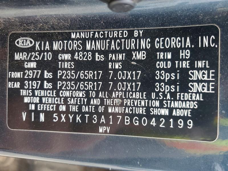 Продажа на аукционе авто 2011 Kia Sorento, vin: 5XYKT3A17BG042199, номер лота: 47418226