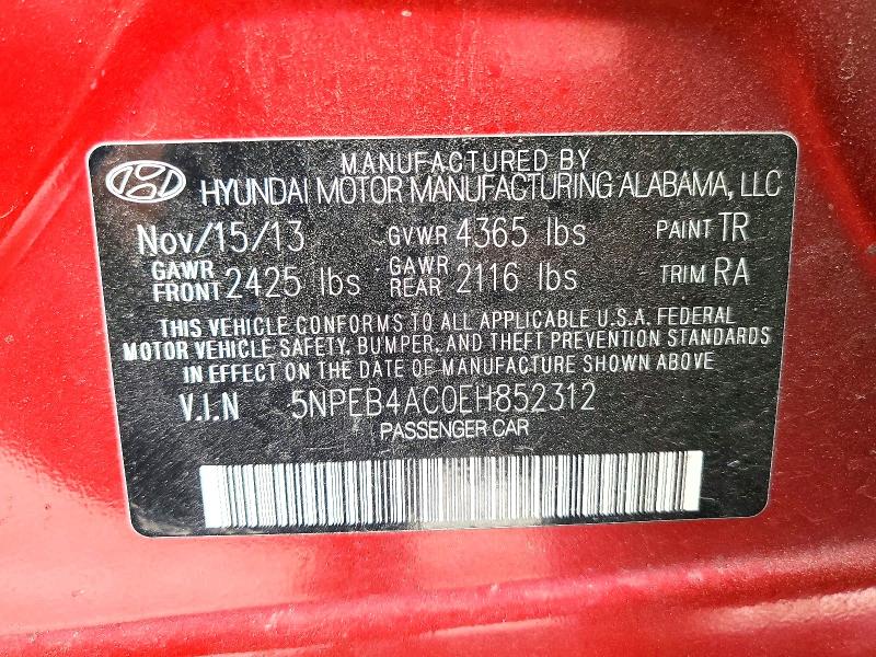Aukcja sprzedaży 2014 Hyundai Sonata, vin: 5NPEB4AC0EH852312, numer aukcji: 47914656