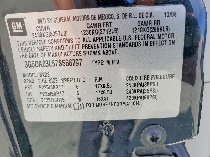 2007 Buick Rendezvous მანქანა იყიდება აუქციონზე, vin: 3G5DA03L57S566797, აუქციონის ნომერი: 46133936