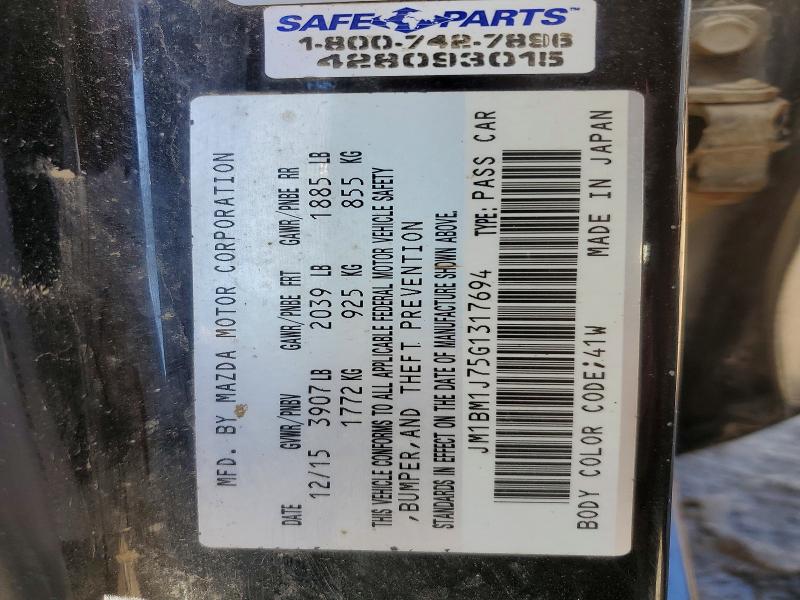 47790356 :رقم المزاد ، JM1BM1J75G1317694 vin ، 2016 Mazda 3 مزاد بيع