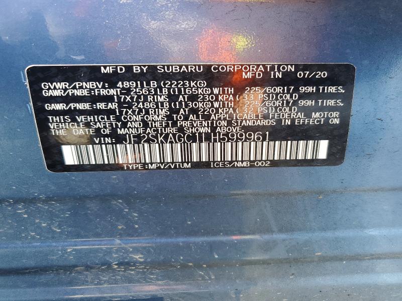 Продажа на аукционе авто 2020 Subaru Forester, vin: JF2SKAGC1LH599961, номер лота: 46228386