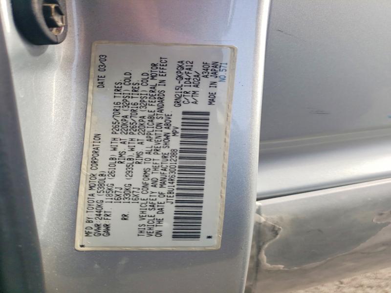 Aukcja sprzedaży 2003 Toyota 4runner, vin: JTEBU14R630012388, numer aukcji: 79793255