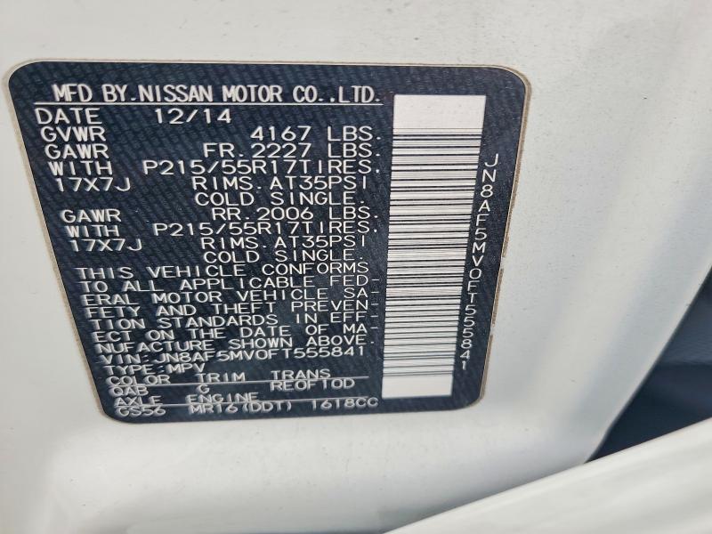 Продажа на аукционе авто 2015 Nissan Juke, vin: JN8AF5MV0FT555841, номер лота: 79983765