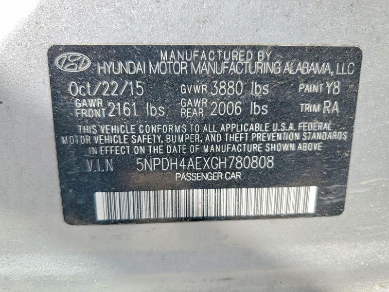 Продажа на аукционе авто 2016 Hyundai Elantra, vin: 5NPDH4AEXGH780808, номер лота: 47595296