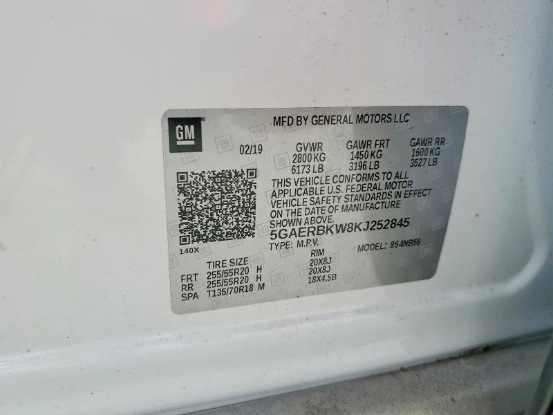 41600396 :رقم المزاد ، 5GAERBKW8KJ252845 vin ، 2019 Buick Enclave مزاد بيع