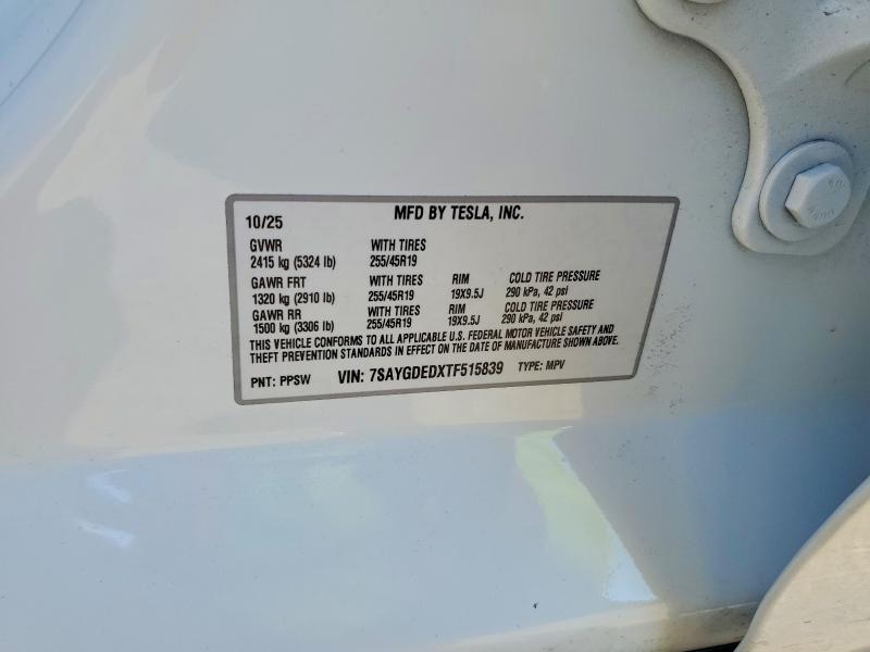 Aukcja sprzedaży 2026 Tesla Model Y, vin: 7SAYGDEDXTF515839, numer aukcji: 79345745
