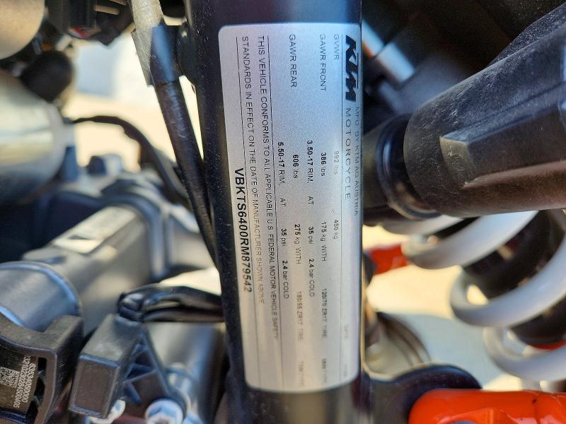 2024 Ktm 890 მანქანა იყიდება აუქციონზე, vin: VBKTS6400RM879542, აუქციონის ნომერი: 46962986