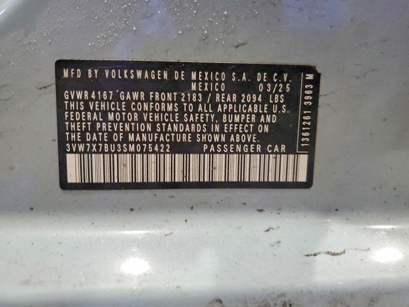 Продаж на аукціоні авто 2025 Volkswagen Jetta, vin: 3VW7X7BU3SM075422, номер лоту: 79425365