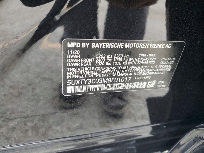 Продажа на аукционе авто 2021 Bmw X3, vin: 5UXTY3C03M9F01017, номер лота: 47779206
