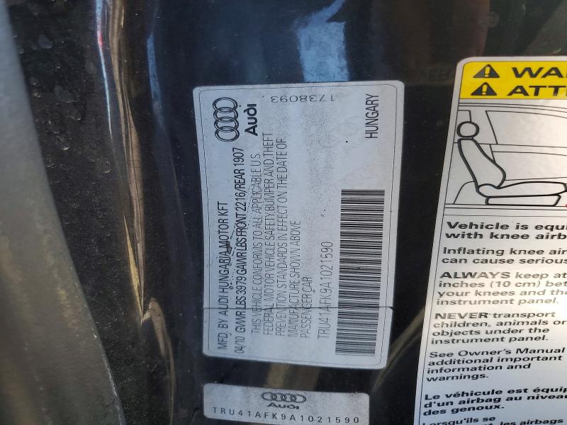 41642536 :رقم المزاد ، TRU41AFK9A1021590 vin ، 2010 Audi Tts مزاد بيع