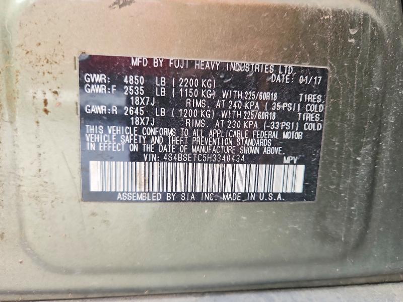 Продаж на аукціоні авто 2017 Subaru Outback, vin: 4S4BSETC5H3340434, номер лоту: 79898405