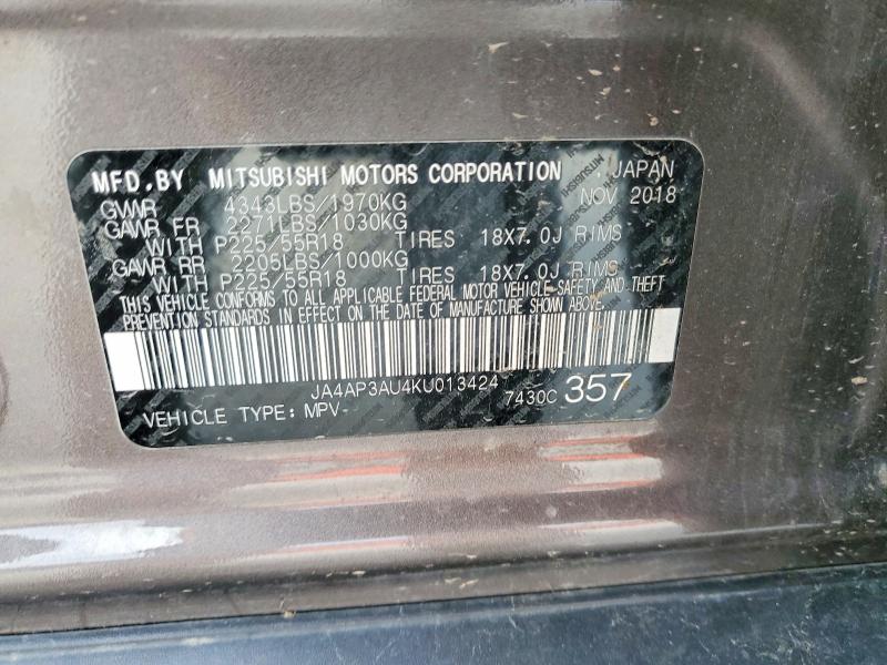 Продаж на аукціоні авто 2019 Mitsubishi Outlander Sport, vin: JA4AP3AU4KU013424, номер лоту: 48036666