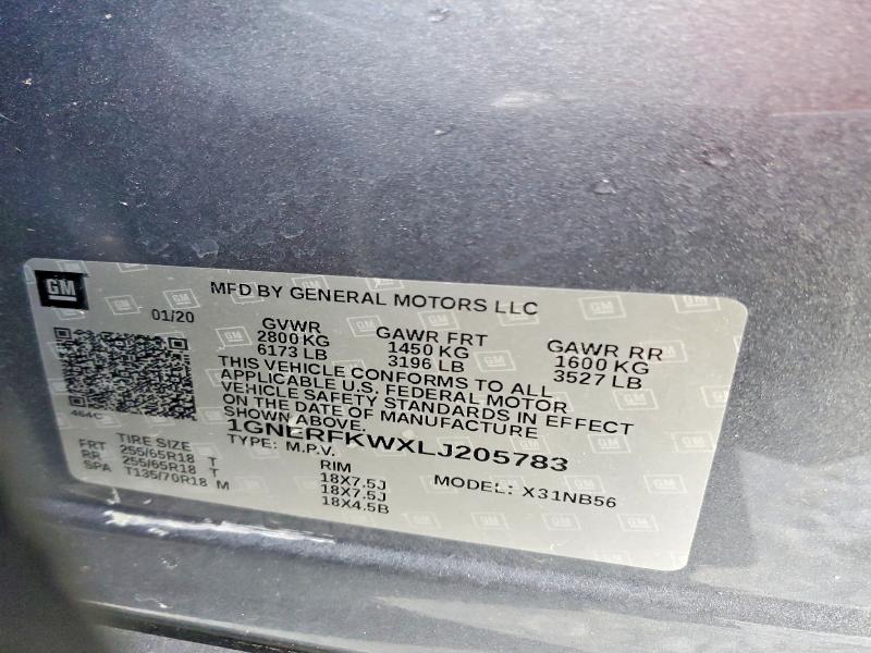 45947696 :رقم المزاد ، 1GNERFKWXLJ205783 vin ، 2020 Chevrolet Traverse مزاد بيع