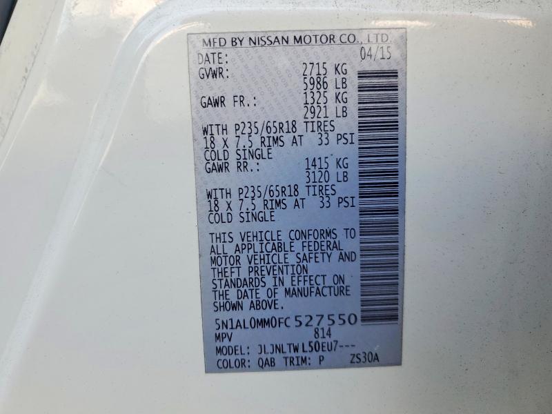 Продаж на аукціоні авто 2015 Infiniti Qx60, vin: 5N1AL0MM0FC527550, номер лоту: 47097116
