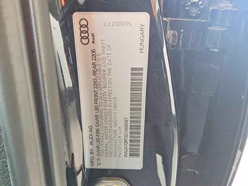 Aukcja sprzedaży 2016 Audi A3, vin: WAUA7GFF3G1068587, numer aukcji: 47458226